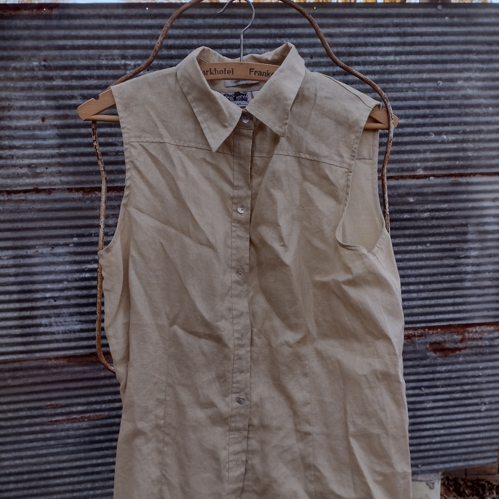 Edward Irish linen sleeveless blouse size L - Picture 10 of 10